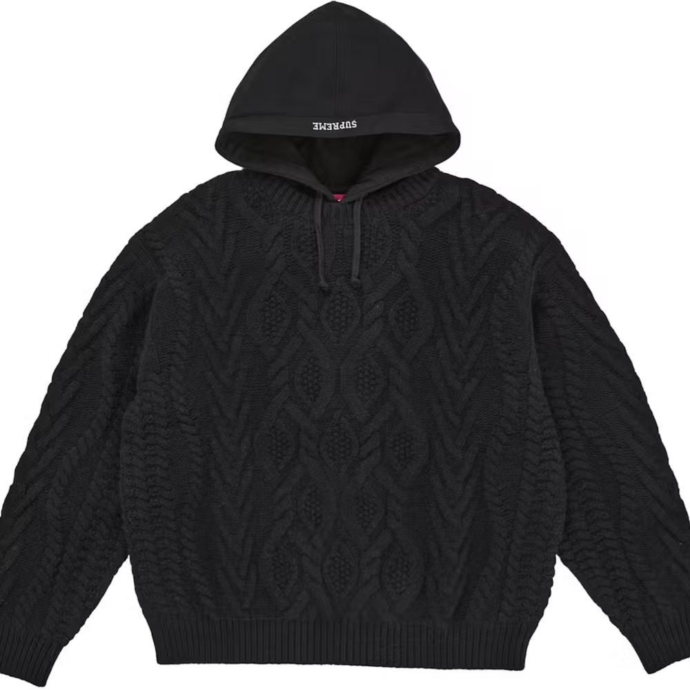 Supreme Black Cable Knit Hoodie